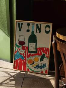 1 件无框红色艺术印刷品 - 装饰艺术复古波西米亚风格厨房墙壁艺术海报，纯色图案，秋春主题，肖像方向，画布上的油画介质，适合多个房间 - 彩色 - 查看 1