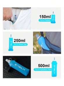WRELS 1 bình nước thể thao gấp gọn di động 150ml/250ml/500ml, phù hợp cho cả nam và nữ khi chạy bộ, cắm trại, tập thể dục - Màu xanh nhạt - Xem 9
