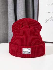 1pc Sports Elastic Extra Long Knit Beanie Cap, Warm Outdoor Skiing Hiking Cap With Cloth Label, MAKEFGE
