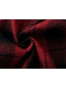 连帽格子休闲男士长袖衬衫 - 紅色 - 查看 4