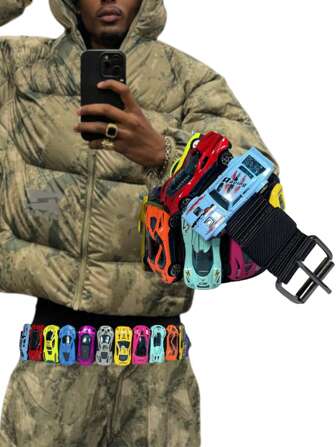 1pc Handmade Streetwear Super Car Themed Men's Belt, Y2K Vintage Punk Hip Hop Style, Automotive Design, Suitable For Street Style, Travel, Everyday Use Summer, School Casual, Business, Boyfriend Husband Father Dad Men Gift, Daily Wear, Fashion, Teen, Outdoor, Vacation, Athletic, Travel, Street, Boho, Vintage Fall, Autumn, Halloween Autumn-Winter Accessories,Suitable For Teens, Youth,Men,Casual, Outdoor, Athletic, Vacation, Graduation Gifts, Birthday, Daily Wear