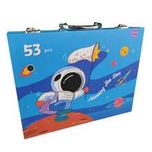 Children's Painting Case Child Pencil Case 53 Pieces Pen Paint Colored Pencil Brush Drawing Painting Fun Leisure Creativity Entertainment - 藍色 - 查看 8