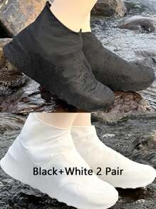 1/2/3/4 双防水加厚防滑鞋套，可重复使用户外橡胶雨靴套，加厚防滑耐用，可折叠雨靴，适用于户外骑行和雨天，适用于学校、办公室、家庭、旅行 - 彩色 - 查看 14