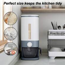 Rice Dispenser, 22-25 Lbs Rice Container With Measuring Cup,Cereal Dispenser Storage With Lids For Home Kitchen Pantry Rice Soybean Corn-Grey Shopping Christmas Carnival Gifts New Year Gifts - trắng - Xem 2