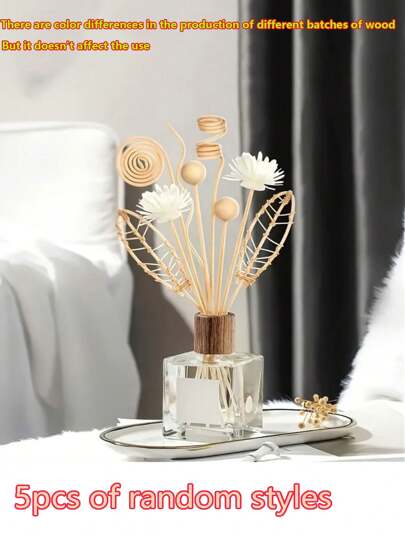 Set de 5 piezas de varitas de incienso sin llama, varitas de vocación de plantas de ratán, ambientador de baño, perfume de varitas de incienso, accesorios/estilos aleatorios, aromaterapia, ambientador de hogar, difusor, regalo, decoración del hogar