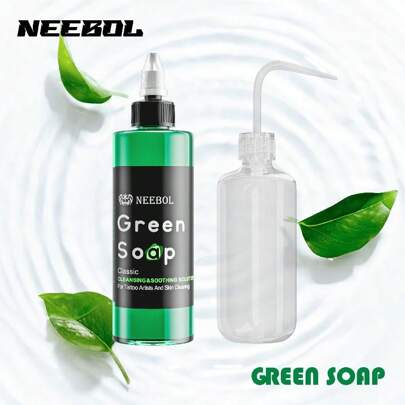  Neebol Green Soap, Tattoo Cleanser And Sedation For Skin Prep Before &After Tattooing, Tattoo Aftercare Kit, Tattoo Soap With Squeeze Bottle, Tattoo Supply Gift