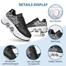 preyrocbirds Scarpe con rotelle, pattini a rotelle, skateboard, scarpe per bambini con rotelle, scarpe da pattinaggio, scarpe da ginnastica con ruote per ragazze e donne