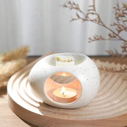 1 件复古设计陶瓷芳香疗法香炉，小众高端，适合家庭和办公室使用，室内精油扩散器，可干烧咖啡渣，陶瓷烛台