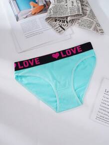 9条装女士纯棉内裤，性感纯色三角裤，舒适中腰内裤，女士字母印花透气内裤 - 彩色 - 查看 3