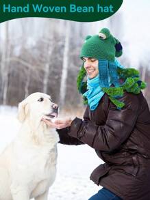 Funny 8-Legged Octopus Hat For Party Pranks, Blue-Green Gradient Knit Hat, Warm Crochet Knitted Headwear For Festive Fun - 綠色 - 查看 6