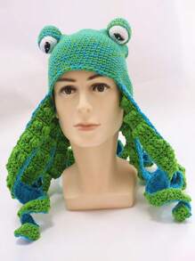 Funny 8-Legged Octopus Hat For Party Pranks, Blue-Green Gradient Knit Hat, Warm Crochet Knitted Headwear For Festive Fun - 綠色 - 查看 8