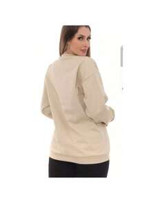 Unisex Round Neck Sweatshirt Hoodie Crew Neck Various Colors - Camel - View 2