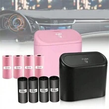 Car Trash Can With Lid - 4 Rolls Of Garbage Bag, Leak-Proof, Portable Hanging Trash Can For Vehicle Organization - Suitable For A Wide Range Of Vehicle Models