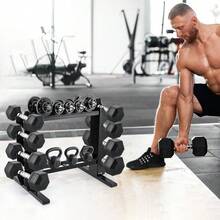 Compact Dumbbell Rack Heavy Duty Dumbbell Rack Dumbbell Rack Weight Storage Rack Compact Gym Storage Rack Kettlebell Rack Multi-Tier Weight Rack Home Fitness Racks - Black - View 7