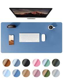 1Pc Geavanceerde Napa Textuur Kunstleren Lichte Bureau Onderlegger, Dubbelzijdig Gebruik, Kantoor Bureau Onderlegger, Grote Muismat, Antislip Kunstleren Bureau Onderlegger, Laptop Bureau Onderlegger, Waterdicht Bureau Schrijfblok Voor Kantoor En Thuis (Paars, Roze)