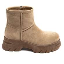 Women's Lugged Sole Ankle Boots - Comfort And Style In Suede For Winter - Khaki - View 2