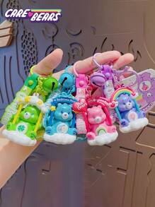 CARE BEARS Keychain  Officially Licensed Bedtime Bear Cartoon Swing Bear Character Doll Keychain Book Bag Key Cell Phone Car Pendant Decorations Creative Cute Pendant Key Chain Men And Women Go Out Essential Decorations Excellent Choice For Gifts - Baby Blue - View 5