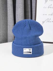 1pc Sports Elastic Extra Long Knit Beanie Cap, Warm Outdoor Skiing Hiking Cap With Cloth Label, MAKEFGE