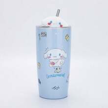 Sanrio 1 pieza Vaso con pajita de acero inoxidable de 600ml con diseño de Hello Kitty, regalo de cumpleaños para amigos