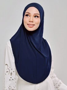 1件裝女款純色穆斯林遮下巴希賈布，中東伊斯蘭休閒百搭頭巾內巾，適合度假、日常穿著、購物 - 包下巴頭巾 - 查看 18