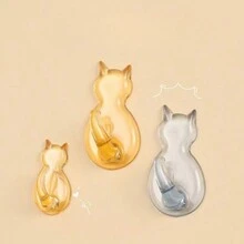 2 cái/gói Móc treo tường trong suốt họa tiết mèo hoạt hình sáng tạo, Móc treo khăn phòng tắm chống thấm nước tự dính không cần khoan, Móc treo cửa, Móc treo đồ nhà bếp - Nhiều màu - Xem 8