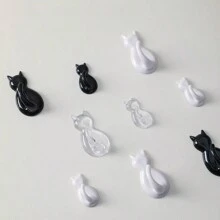 2 cái/gói Móc treo tường trong suốt họa tiết mèo hoạt hình sáng tạo, Móc treo khăn phòng tắm chống thấm nước tự dính không cần khoan, Móc treo cửa, Móc treo đồ nhà bếp - Nhiều màu - Xem 1