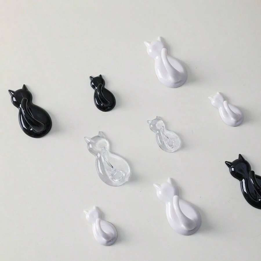 2 cái/gói Móc treo tường trong suốt họa tiết mèo hoạt hình sáng tạo, Móc treo khăn phòng tắm chống thấm nước tự dính không cần khoan, Móc treo cửa, Móc treo đồ nhà bếp - Nhiều màu - Xem 1