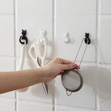 2 cái/gói Móc treo tường trong suốt họa tiết mèo hoạt hình sáng tạo, Móc treo khăn phòng tắm chống thấm nước tự dính không cần khoan, Móc treo cửa, Móc treo đồ nhà bếp - Nhiều màu - Xem 4