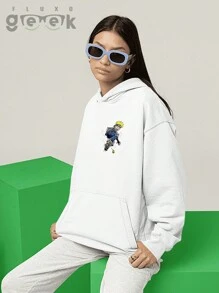 Premium Cotton Skate Streetwear Sweatshirt Uzumaki Skate CANGURU 2553 GEEK FLUX - trắng - Xem 6