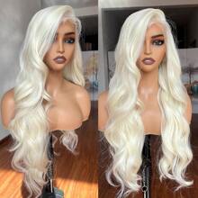 13x4 Lace Front Wigs Blonde Lace Frontal Wig 613 HD Lace Body Wave Pre Plucked Tiny Knots 26 Inch  Long Wavy Synthetic Lace Wig - Tóc vàng bạch kim - Xem 1