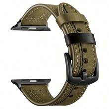 复古皮革表带兼容 Apple Watch 表带 38 毫米 40 毫米 41 毫米 42 毫米 44 毫米 45 毫米 49 毫米，真皮复古表带兼容男女款 Apple Watch Ultra SE 系列 8/7/6/5/4/3/2/1 - 軍綠色 - 查看 11