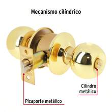 Cerradura tipo esfera cilíndrico, recámara, brillante,Hermex BAL-LB-RP - Dorado - Ver 4