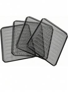 Bandeja para cartas de malla de 4 capas, organizador de papel de escritorio con bandeja deslizante para accesorios de escritorio, suministros de oficina y almacenamiento de documentos, color negro