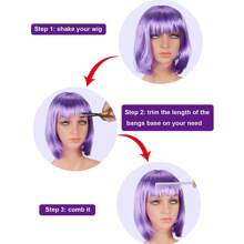 Perucă sintetică pentru studenți, culoare BOB0, perucă cu cap bob scurt, multicoloră, pentru costum de rol, perucă de petrecere zilnică, potrivită pentru femei și fete, consumabile de petrecere, îmbrăcată, perucă scurtă pentru studenți, en-gros din fabrică - Multicolor - Vizualizare 3