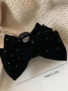 topshiny 1pc Women's Solid Color Velvet Rhinestone Extra Large Double Layer Bow Hair Claw Clip, Suitable For Party, Ball, Event, And Daily Wear, Autumn/Winter Hair Clips Hair Jaw Clip Hair Clamps Hair Clutch Hair Catcher Clip, Autumn, Bow Accessories, School Stuff, College