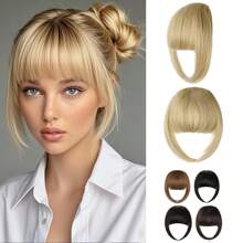 Extensions per frangia molletta-on - Frangia finta francese sfilacciata di 12 cm di spessore, per tempie, per uso quotidiano delle donne, disponibile in 5 colori