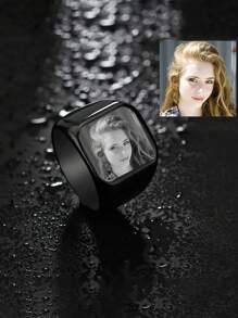 1pc Men's DIY Rings Can Be Customized With Photo Groups. Titanium Steel Material. Valentine's Day Gifts, Special Holiday Commemorative Gifts. Character Commemoration, Couple Ring. Valentines