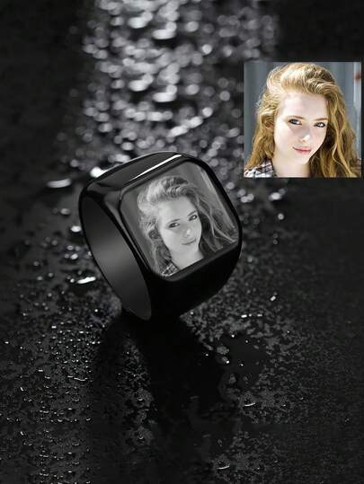 1 Stück Herren Ringe zum selbst gestalten. Können mit Fotogruppen individualisiert werden. Material: Titan-Stahl. Valentinstag Geschenke, besondere Feiertag Erinnerungsgeschenke. Charaktererinnerung, Paar Ring. Valentinstag