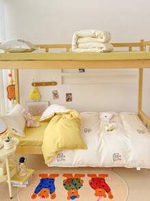 4 PIEZAS (1 Funda Nórdica + 1 Sábana Ajustable + 2 Fundas de Almohada) Juego de Ropa de Cama Estampada, Antideslizante 360°, Sin Blanqueadores Ópticos, Amigable con la Piel, Absorbente, Suave, Textura Fina, Lavable, Antibacteriano, Juego de Ropa de Cama Cálida que Incluye Funda Nórdica, Sábana Ajustable, 2 Fundas de Almohada, Adecuado para Dormitorio, Habitación de Invitados, Dormitorio, para Todos los Miembros de la Familia, Uso en Todas las Estaciones - ovejita amarilla - Ver 9