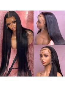 Parrucca dritta in capelli umani senza colla da 36 pollici, parrucca frontale in pizzo per donne, parrucca in pizzo senza colla 13*4 con clip, parrucca frontale in pizzo con radice naturale, facile da usare, colore naturale, densità 180%, lunghezza 8-36 pollici, parrucca frontale in pizzo senza colla con attaccatura dei capelli pre-sfoltita, parrucca frontale in pizzo dritta da 36 pollici in capelli umani, aspetto naturale per uso quotidiano