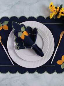 American Games Kit + Napkins Rectangular Models With Embroidery 50x35cm - 藍色 - 查看 3