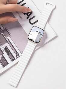 1 Dây đeo đồng hồ silicon từ tính thời trang Unisex, dây đeo cổ tay chống nước có thể điều chỉnh, tương thích với Apple Watch Series 38/40/41/42/44/45/46/49mm, tương thích với Apple Watch Series Ultra/SE/11/10/9/8/7/6/5/4/3/2/1, phụ kiện đồng hồ thông minh - Đen trắng (không có đồng hồ) - Xem 3