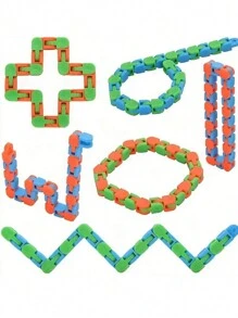 6 件/12 件感官工具蛇形拼图，减压玩具套装（颜色随机）派对小礼品，袋子填充物，感恩节、圣诞节、万圣节礼物，散装减压玩具，挤压软糖，减压磁铁 - 隨機顏色 - 查看 8