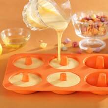 1Pc, Khuôn làm bánh Donut bằng silicon, Khuôn làm bánh Donut bằng silicon chống dính 6 ô cho bánh Donut, bánh mì tròn để nướng, Nhà bếp, Dễ vệ sinh và máy rửa chén - Nhiều màu - Xem 5