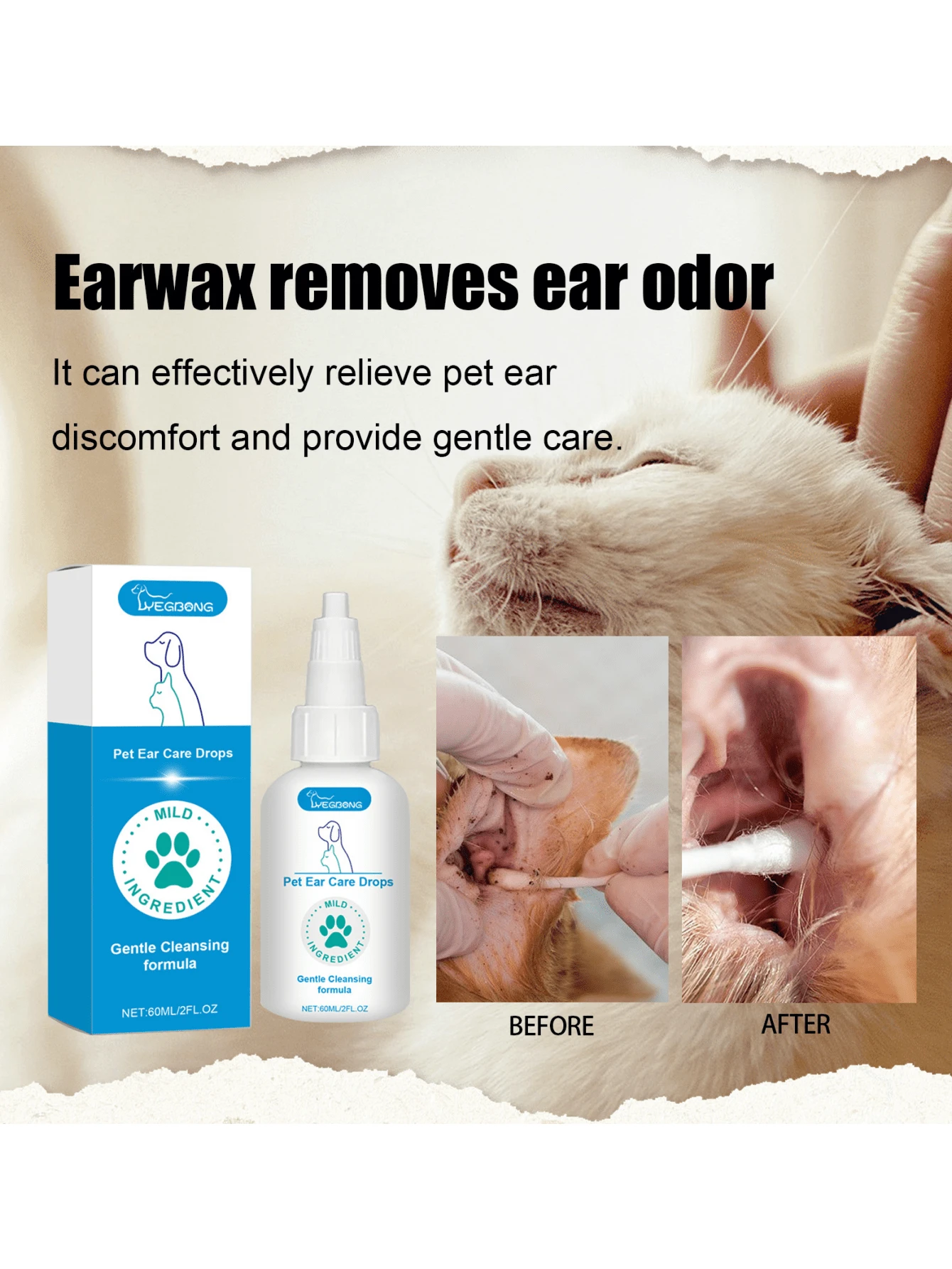 Pet Ear Care Drops Ear Cleaning And Earwax Care Drops For Dogs And Cats