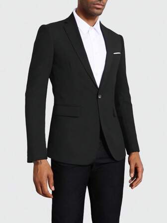 CLOUDSTYLE Jachetă de costum de afaceri/formală pentru bărbați, cu guler crestat, primăvară și toamnă