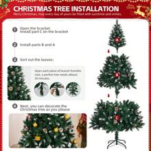 SUNROAD 6ft Artificial Christmas Tree With Pine Cones, Unlit Christmas Tree With 900 Branch Tips And Sturdy Metal Stand For Office, Home, Shop, Party, Holiday Decoration, Green And Snow Tip - 綠色 - 查看 5