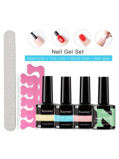 7,5 ml Kaymay Nagel Gel Basis Coat Top Coat Nagellack Gel Set mit starker Haftung UV/LED abschwenkbar Ultra-hohe Helligkeit gute Kratzfestigkeit schützt Nägel Nagel Haftgrund Top Coat für Hochglanz transparente schwarze Flasche klares Gel für Heim Maniküre Nagel Techniker Heim Benutzer Beauty Liebhaber Maniküre Set
