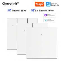 qaroota Interrupteur intelligent Tuya à bouton-poussoir, contrôleur 1/2/3 canaux, interrupteurs WiFi sans fil neutre, compatible avec Alexa, application Maison et Vie intelligente - Multicolore - Voir 2