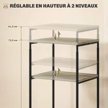 HOMCOM HOMCOM Support d'imprimante à 3 niveaux, meuble pour imprimante, sur roulettes, hauteur réglable, cadre en acier, pour bureau, maison, effet bois gris
